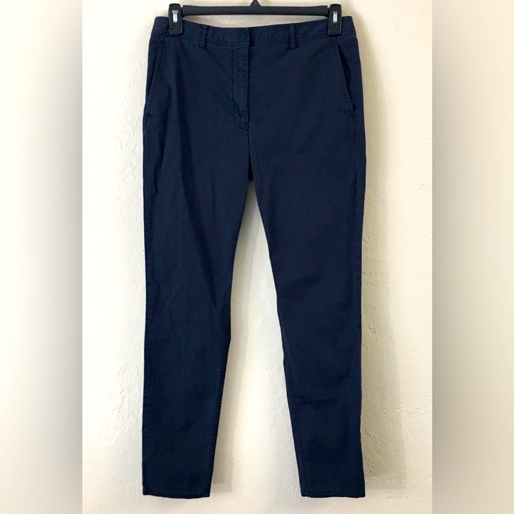Theory 100% Cotton Slim Pants 8 Navy Blue Business Casual Office Preppy …